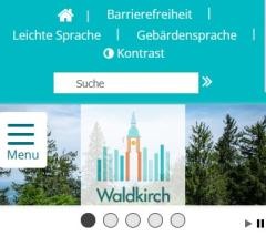 Bild vom oberen Bereich der Seite mit mobilem Menü